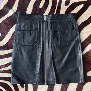 All Saints Black Leather Skirt